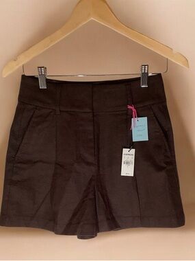 Express High-Waist Brown Tailored Skirt-Style Shorts